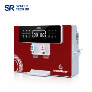 Crystal Water WATERIA RO+UV Water Purifier 100 GPD | Hot & Normal 12L Storage | Smart Display & TDS Monitor (Red-Black)