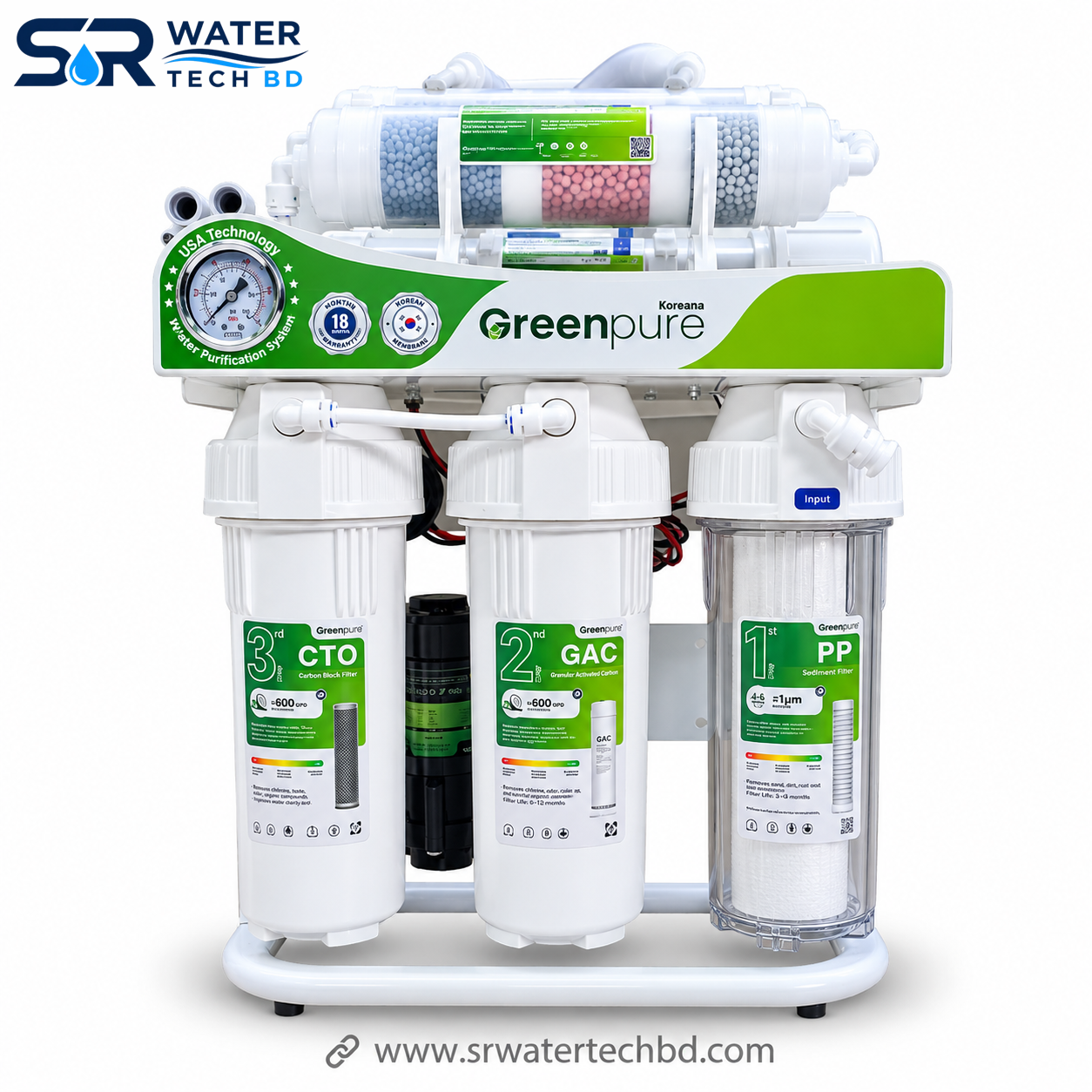 Greenpure Koreana GP-A2 100 GPD 7-Stage Korean RO Water Purifier